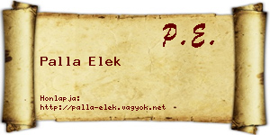 Palla Elek névjegykártya